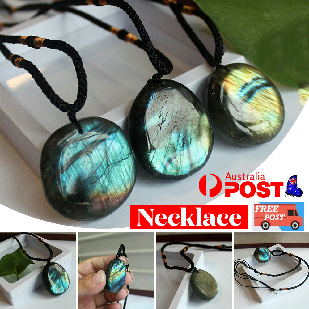 Labradorite Pendant Necklace Healing Moonstone Handmade Chain For Reiki Labradorite Pendant Necklace Healing Moonstone Handmade Chain For Reiki