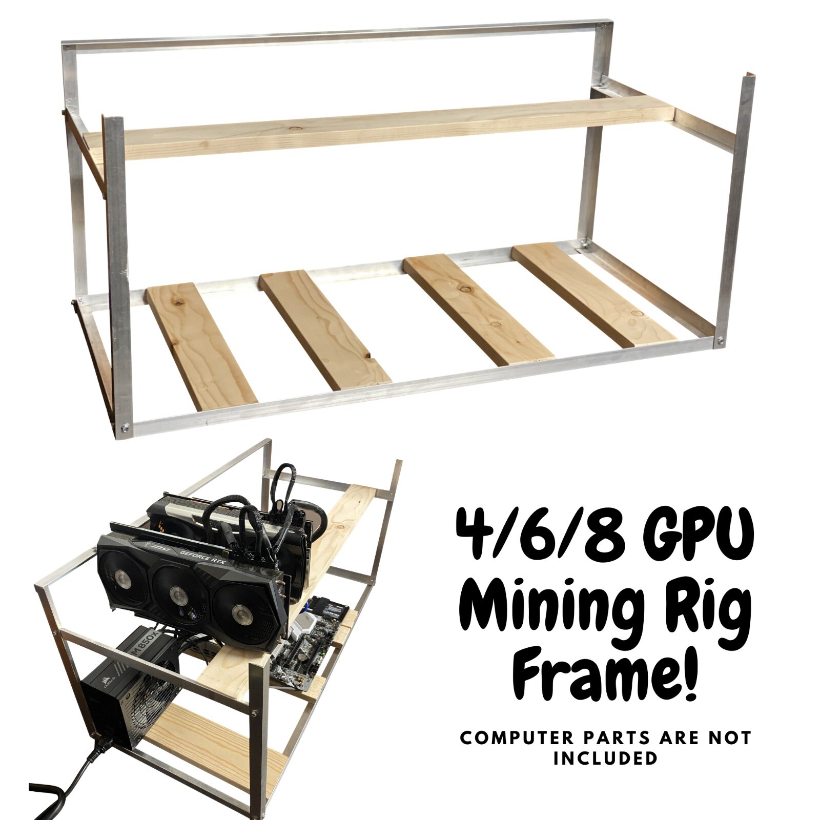 4/6/8 GPU Mining Rig Frame Open Air Computer Crypto Coin Case ETH BTC Ethereum 4/6/8 GPU Mining Rig Frame Open Air Computer Crypto Coin Case ETH BTC Ethereum
