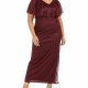 CONNECTED APPAREL Womens Burgundy Short Sleeve Sheath Evening Dress Plus 22W CONNECTED APPAREL Womens Burgundy Short Sleeve Sheath Evening Dress Plus 22W