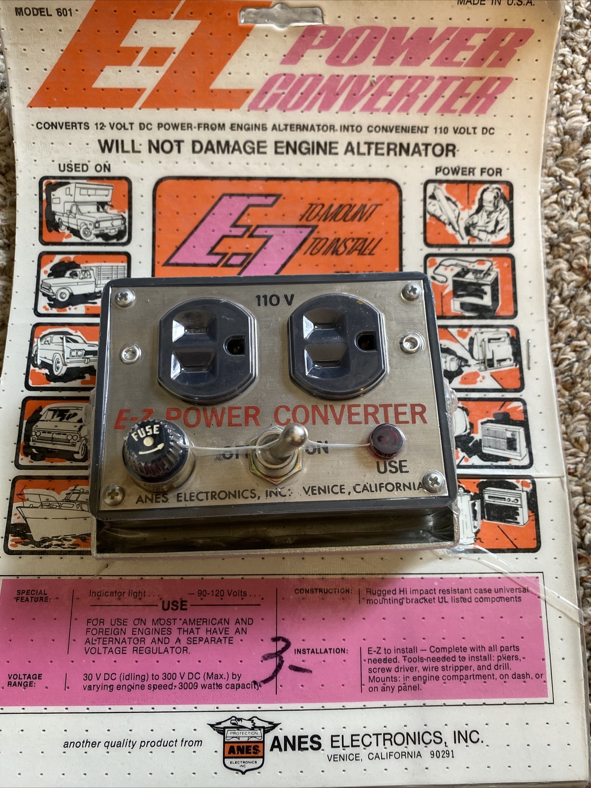 Anes Electronics E-Z Power Converter Model 601, for older engines w/ alternator Anes Electronics E-Z Power Converter Model 601, for older engines w/ alternator