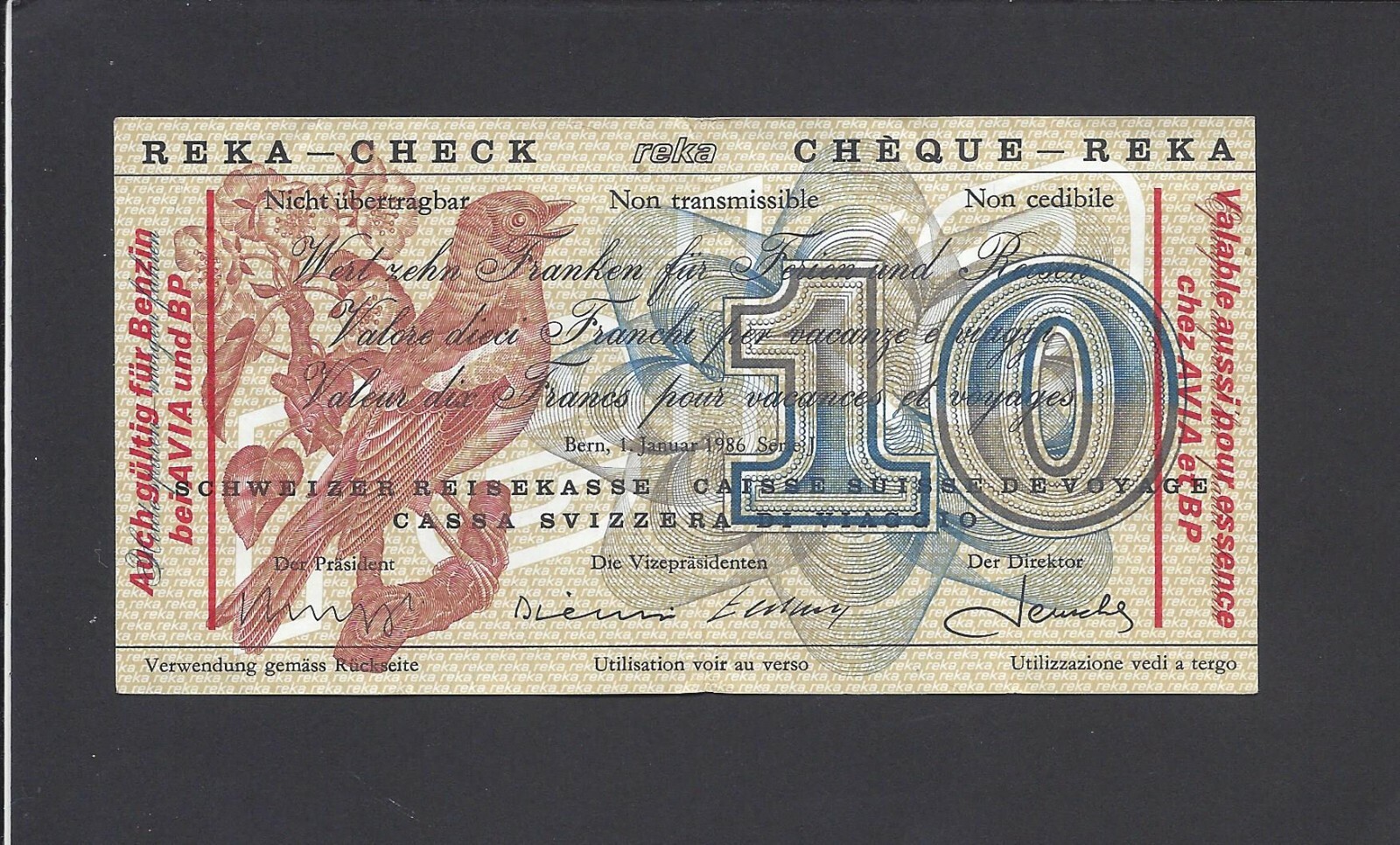 SWITZERLAND – 10 FRANCS 1970′ REKA CHECK @ TOURIST VOUCHER @ SWITZERLAND – 10 FRANCS 1970′ REKA CHECK @ TOURIST VOUCHER @