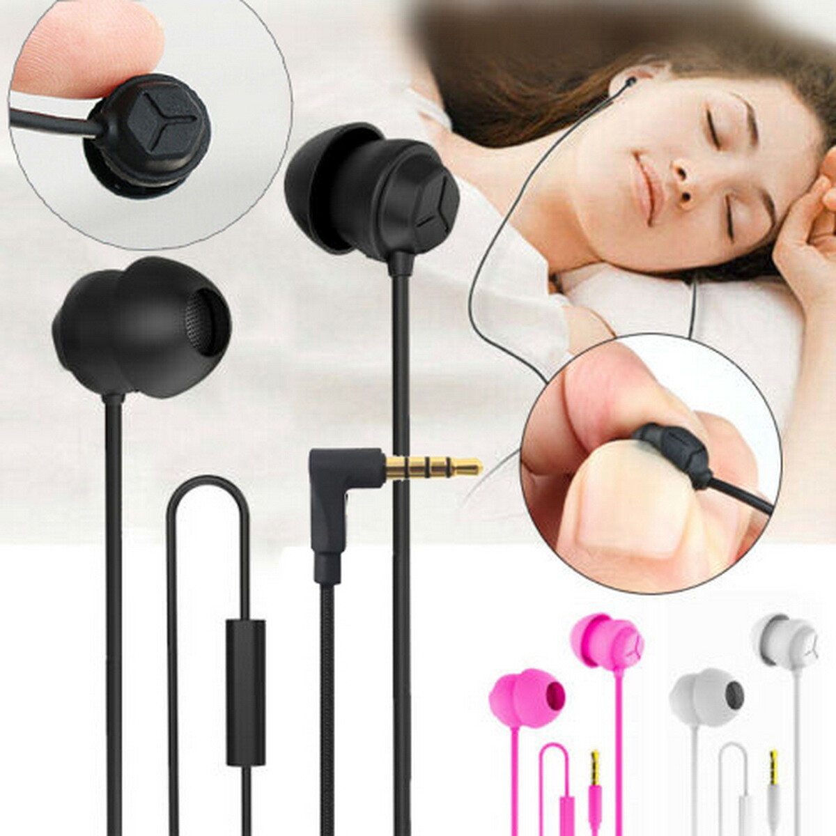 Anti-noise Sleep Earphones In-ear Headphones Ultra-soft 3.5mm for iPhone Android Anti-noise Sleep Earphones In-ear Headphones Ultra-soft 3.5mm for iPhone Android