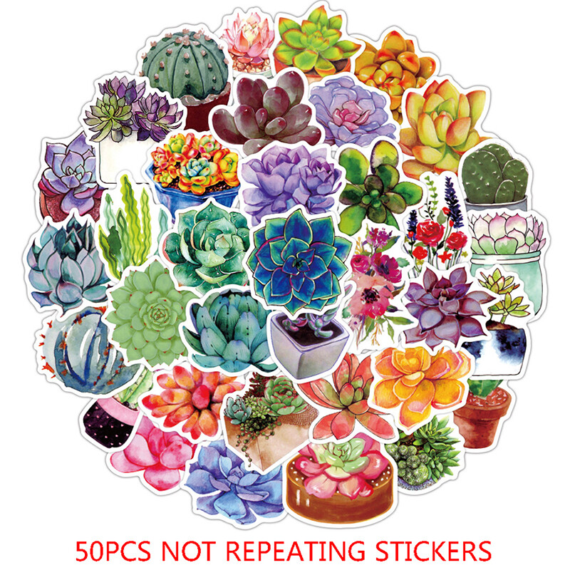 50PCS Succulent Stickers Travel Suitcase Cactus Potted Laptop Stickers BH Y1 50PCS Succulent Stickers Travel Suitcase Cactus Potted Laptop Stickers BH Y1