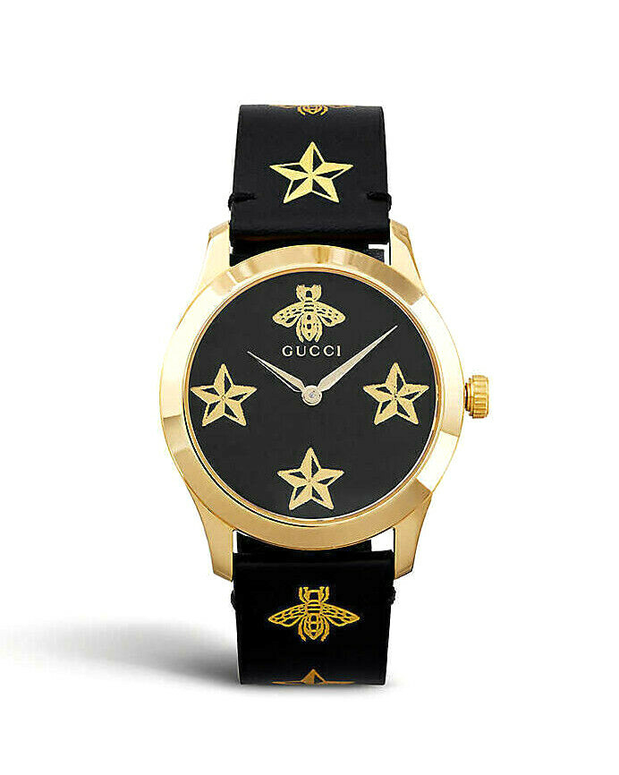 NEW Genuine GUCCI G-Timeless 38mm Gold Leather Star Bee Womens Watch YA1264055 NEW Genuine GUCCI G-Timeless 38mm Gold Leather Star Bee Womens Watch YA1264055
