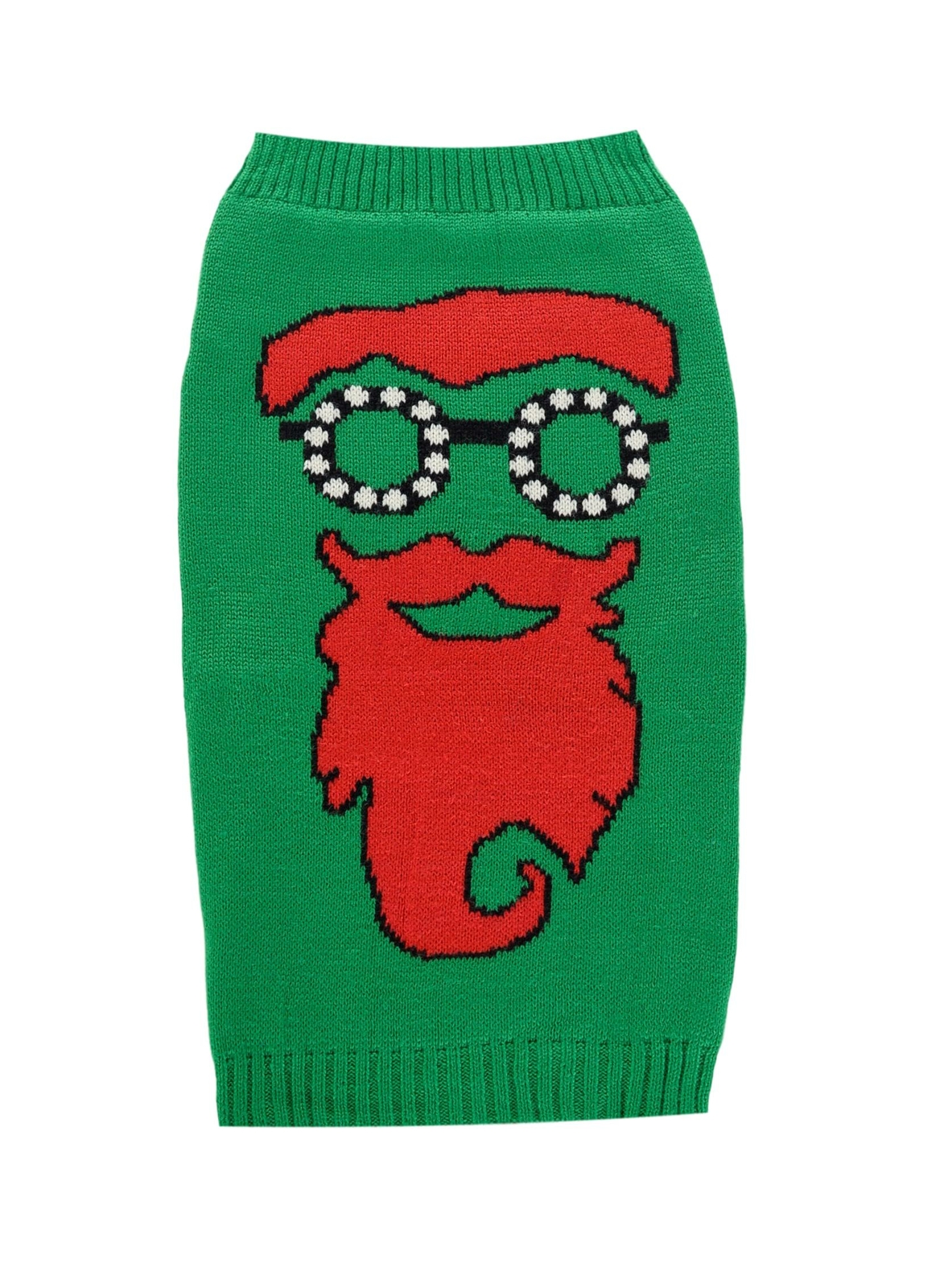 RWB Pet Santa With Goggles Ugly Christmas Dog Sweater Green
