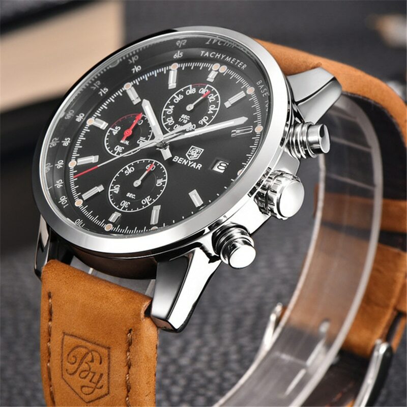 Sport Men Watch Luxury Male Leather Waterproof Chronograph Military Wrist Watch Sport Men Watch Luxury Male Leather Waterproof Chronograph Military Wrist Watch