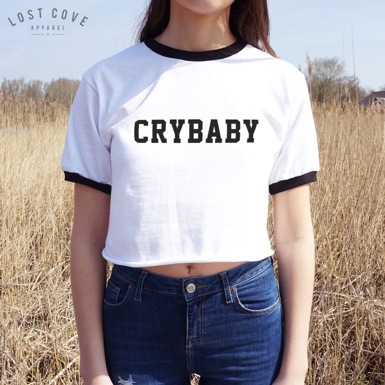 * Crybaby Crop Ringer Tee Top Fashion Blogger Grunge Cute Cry Baby Slogan Swag * * Crybaby Crop Ringer Tee Top Fashion Blogger Grunge Cute Cry Baby Slogan Swag *