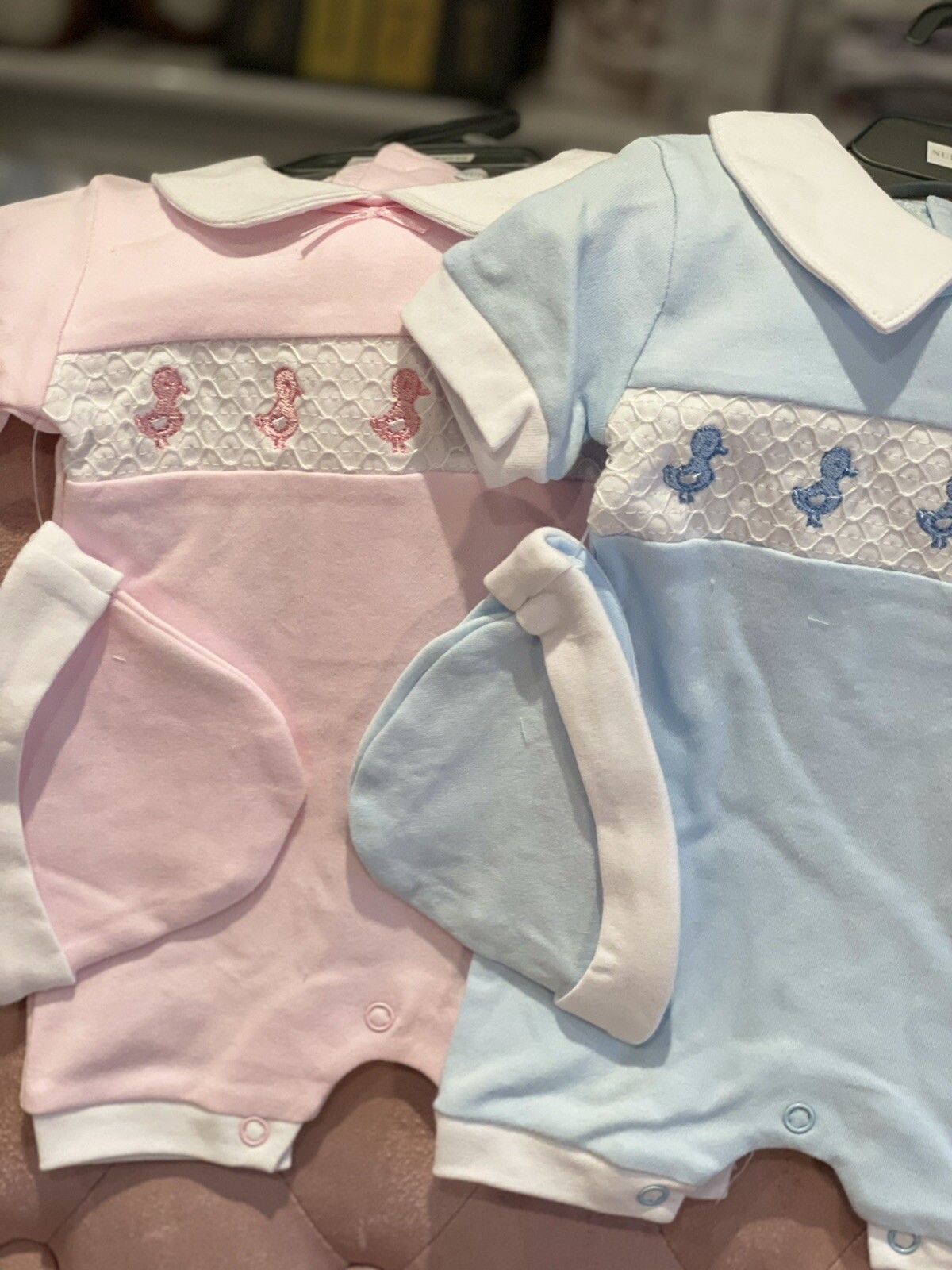Spanish Style Newborn Baby Girls Boys All in One Romper Smocked 100% Cotton 0-9