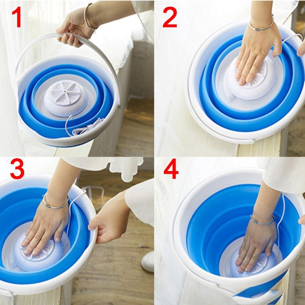 Folding Bucket Ultrasonic Washer Household Portable Mini Washing Machine US JY Folding Bucket Ultrasonic Washer Household Portable Mini Washing Machine US JY