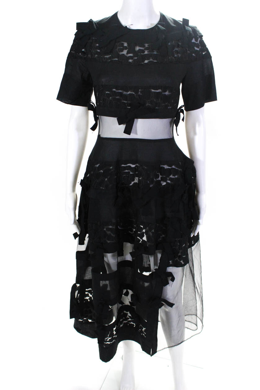 Roberts Wood Womens Short Sleeve Sheer Bow Chiffon Dress Black Size Small Roberts Wood Womens Short Sleeve Sheer Bow Chiffon Dress Black Size Small