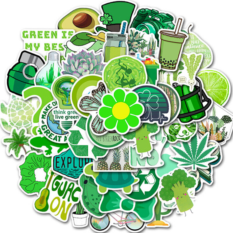 50Pcs Green Theme Stickers DIY Laptop Luggage Guitar Bicycle Skateboard Dec Y1 50Pcs Green Theme Stickers DIY Laptop Luggage Guitar Bicycle Skateboard Dec Y1