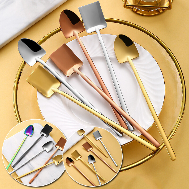 Shovel Shape Stainless Steel Coffee Tea Spoons Dessert Ice Cream Kitchen Cutlery Shovel Shape Stainless Steel Coffee Tea Spoons Dessert Ice Cream Kitchen Cutlery