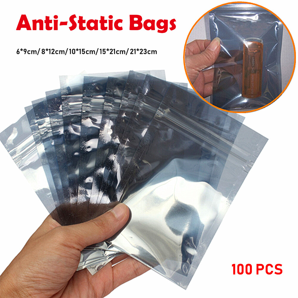 100pcs Anti-Static Shielding Bags Electronics Protect w/ Top Zip Lock Many Sizes