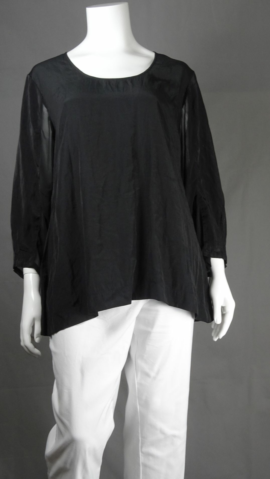Charcoal 3/4 sleeveTunic Top L (14-16) by Reluv Clothing