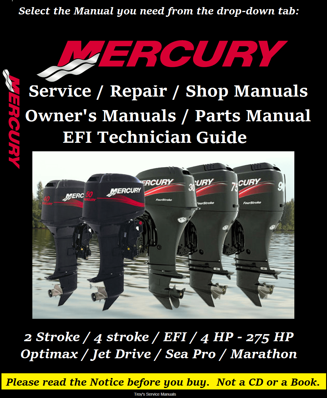 Mercury Outboard Service Manual (Repair, Service, Shop Manual) Mercury Outboard Service Manual (Repair, Service, Shop Manual)
