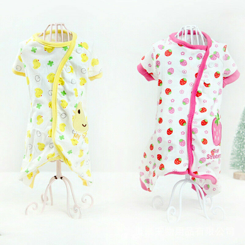 Pet Dog Cotton Embroidery Pajamas Puppy Jumpsuit Casual Clothes Pet Apparel 1pc