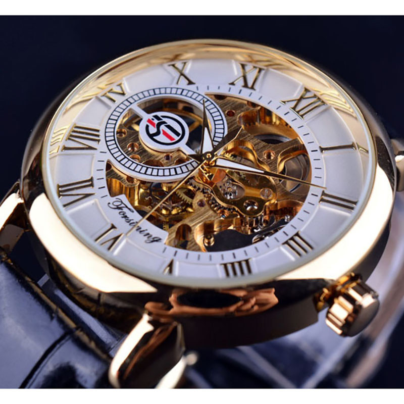 Mens Automatic Self-Winding Mechanical Leather Skeleton Steampunk Wristwatches Mens Automatic Self-Winding Mechanical Leather Skeleton Steampunk Wristwatches