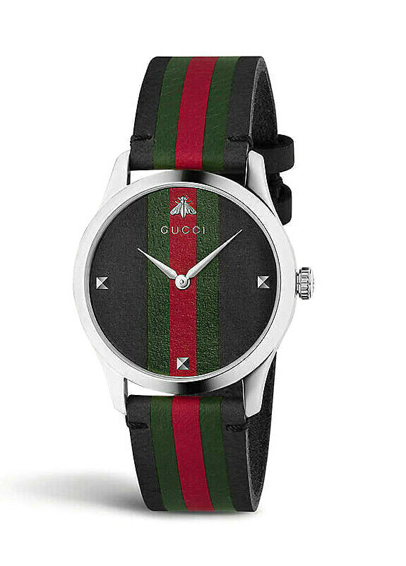 NEW Genuine GUCCI G-Timeless 38mm Black Dial Leather Strap Mens Watch YA1264079 NEW Genuine GUCCI G-Timeless 38mm Black Dial Leather Strap Mens Watch YA1264079