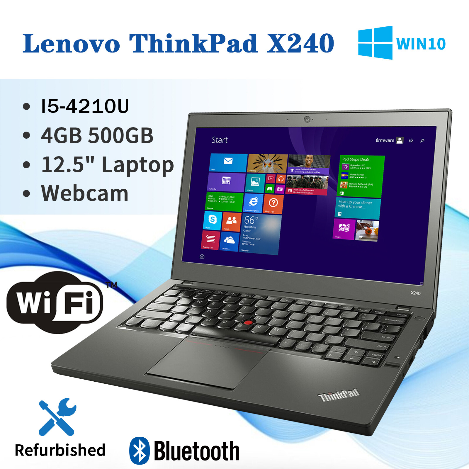 Lenovo ThinkPad X240 12.5″ Laptop, Core i5, HDD or SSD, 4/8GB, Webcam, Win 7/10 Lenovo ThinkPad X240 12.5″ Laptop, Core i5, HDD or SSD, 4/8GB, Webcam, Win 7/10