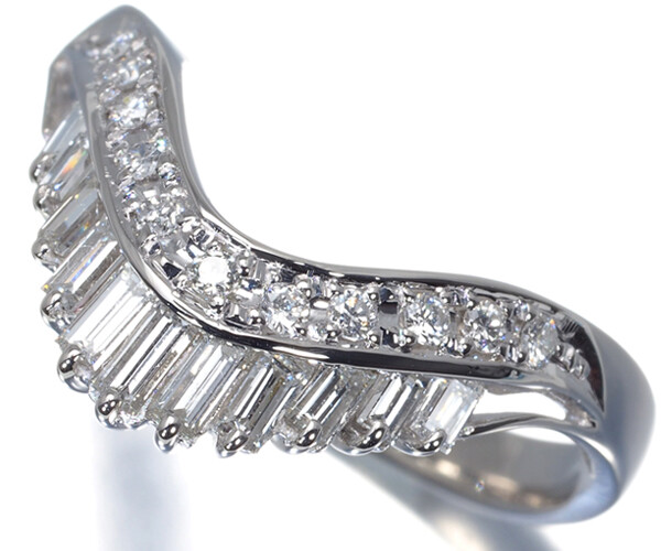 Diamond Ring 0.53ct Tapered-cut Pt900 Diamond Ring 0.53ct Tapered-cut Pt900