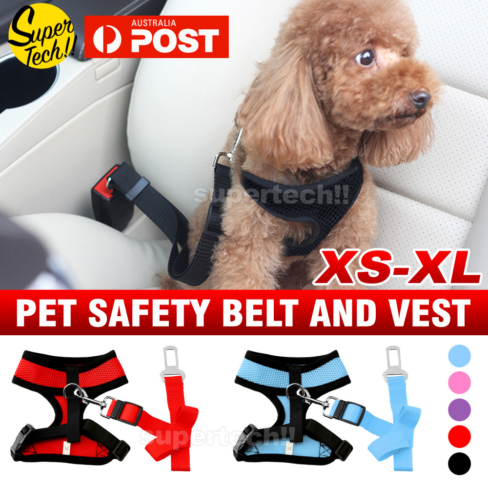 Dog Puppy Soft Mesh Vest Adjustable Harness Braces & Car Seat Belt Leash Lead Dog Puppy Soft Mesh Vest Adjustable Harness Braces & Car Seat Belt Leash Lead