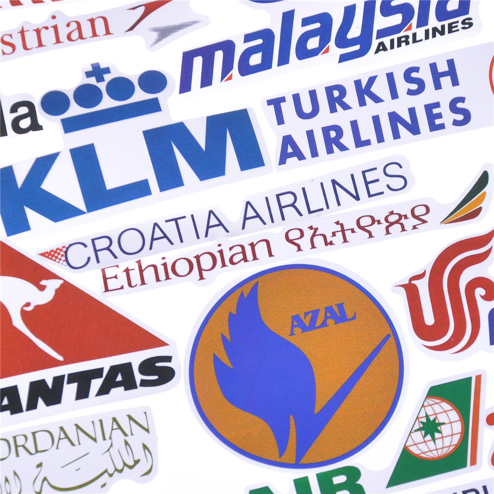 52Pcs Airline Logo Stickers Aviation Travel Suitcase Laptop Decal WaterprooSG 52Pcs Airline Logo Stickers Aviation Travel Suitcase Laptop Decal WaterprooSG