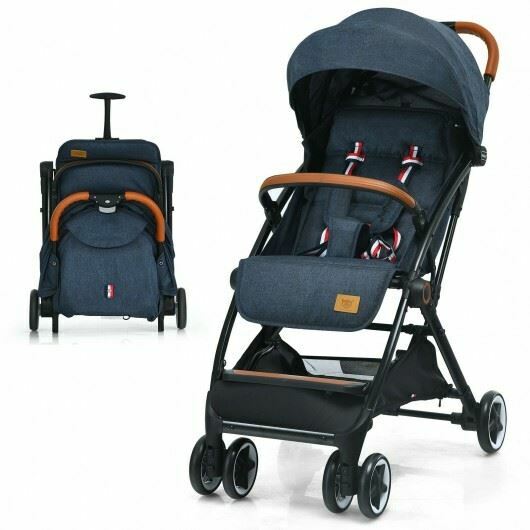Durable Lightweight Blue Aluminium Frame Baby Stroller w/Net-