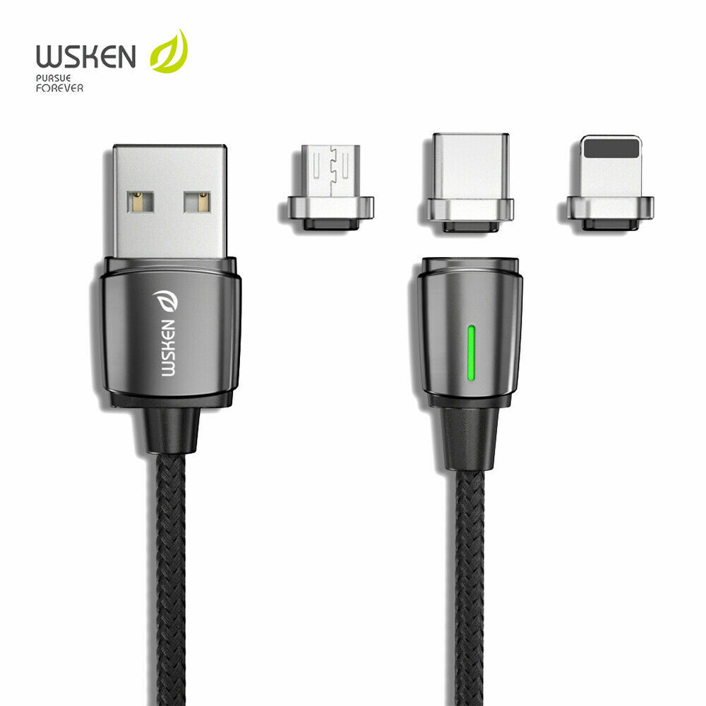 WSKEN Mini 3 Magnetic Micro Type-C Charge Cable For iPhone 12 11 Samsung Android WSKEN Mini 3 Magnetic Micro Type-C Charge Cable For iPhone 12 11 Samsung Android