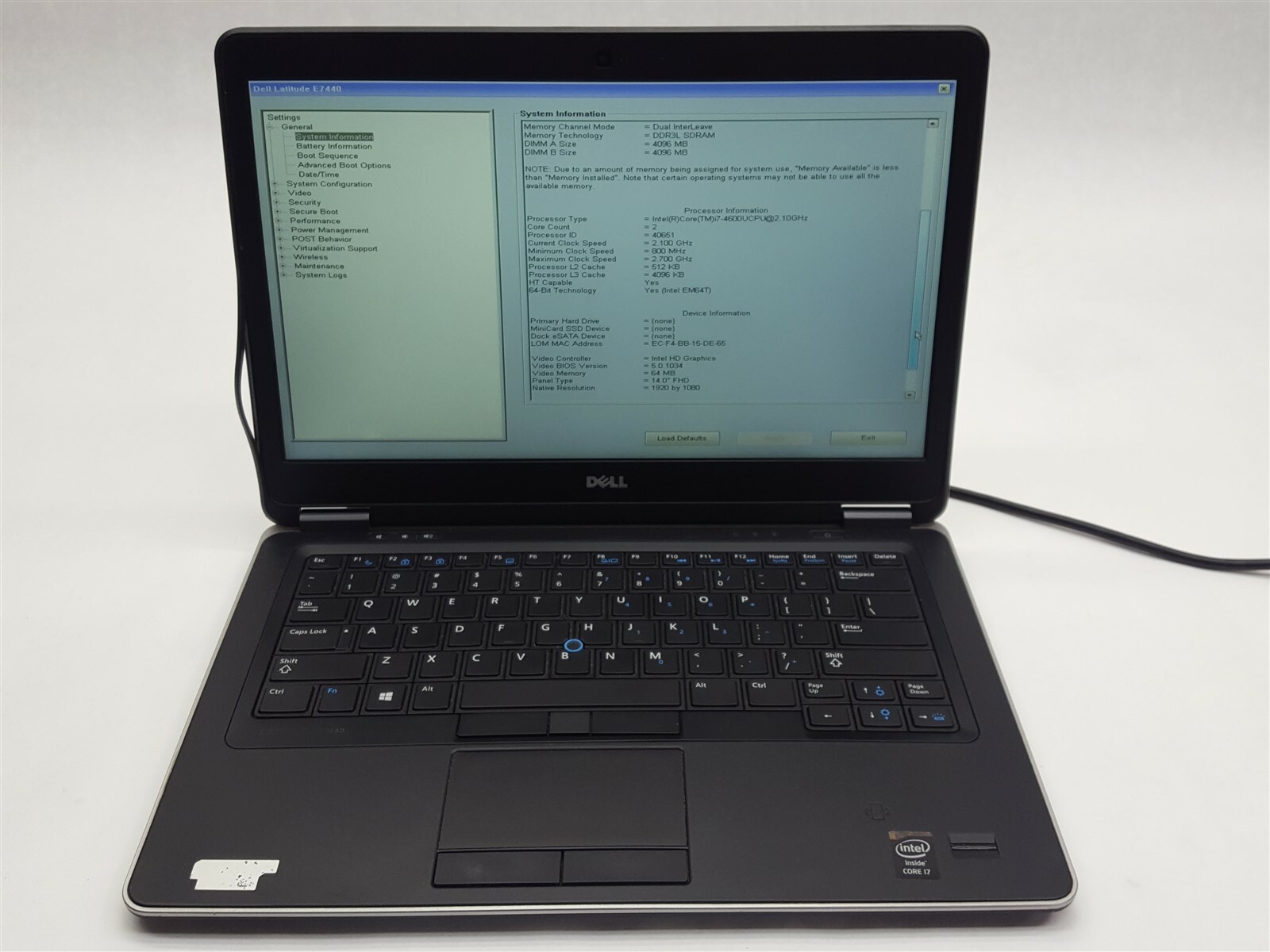 Dell Latitude E7440 14″ FHD Intel Core i7-4600U 2.1Ghz 8GB NO SSD/Battery Laptop Dell Latitude E7440 14″ FHD Intel Core i7-4600U 2.1Ghz 8GB NO SSD/Battery Laptop