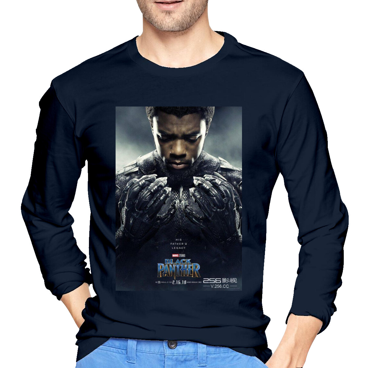 Black Panther Men’s Cotton T-Shirt Long Sleeve Tee Crew Neck Blouse Fashion Tops Black Panther Men’s Cotton T-Shirt Long Sleeve Tee Crew Neck Blouse Fashion Tops