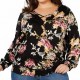 Style & Co. Womens Top Black 3X Plus Smocked Floral Criss-Cross Surplice 089 Style & Co. Womens Top Black 3X Plus Smocked Floral Criss-Cross Surplice 089