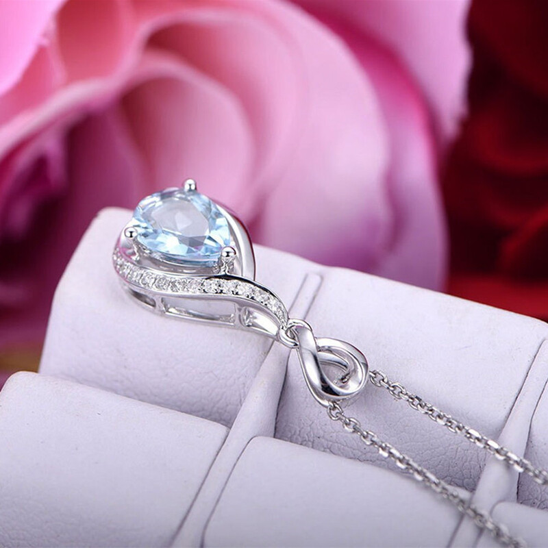 Gorgeous 925 Silver Necklace Pendants Aquamarine Women Jewelry Free Shipping Gorgeous 925 Silver Necklace Pendants Aquamarine Women Jewelry Free Shipping