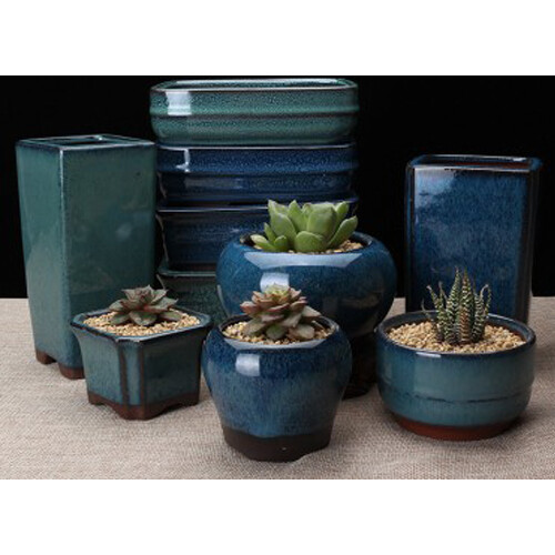 Ceramics Chinese Bonsai Flower Pot Round Glazed Plant Flowerpot Home garden dec Ceramics Chinese Bonsai Flower Pot Round Glazed Plant Flowerpot Home garden dec
