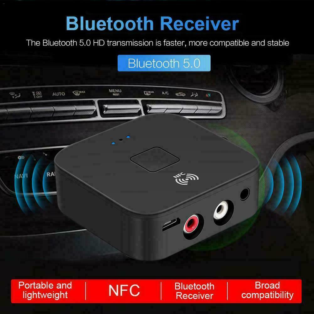 Bluetooth 5.0 Receiver Wireless 3.5mm AUX NFC to 2 Adapters T5U1 Audios B4J2