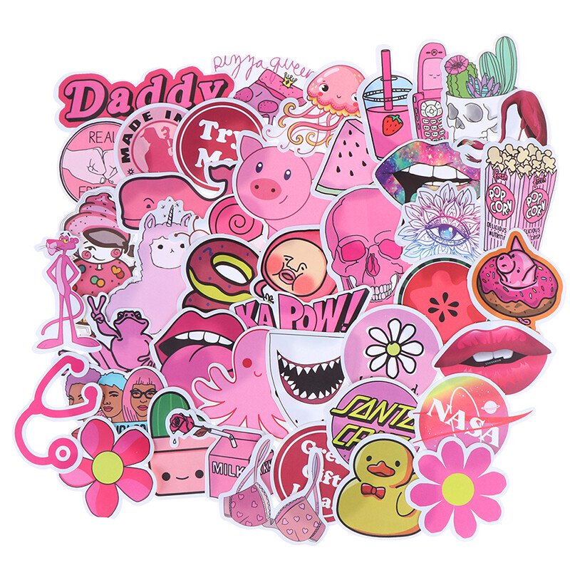 50Pcs Kawaii Pink Fun Girls Stickers Toys Guitar Car Suitcase Laptop Decals Y1 50Pcs Kawaii Pink Fun Girls Stickers Toys Guitar Car Suitcase Laptop Decals Y1