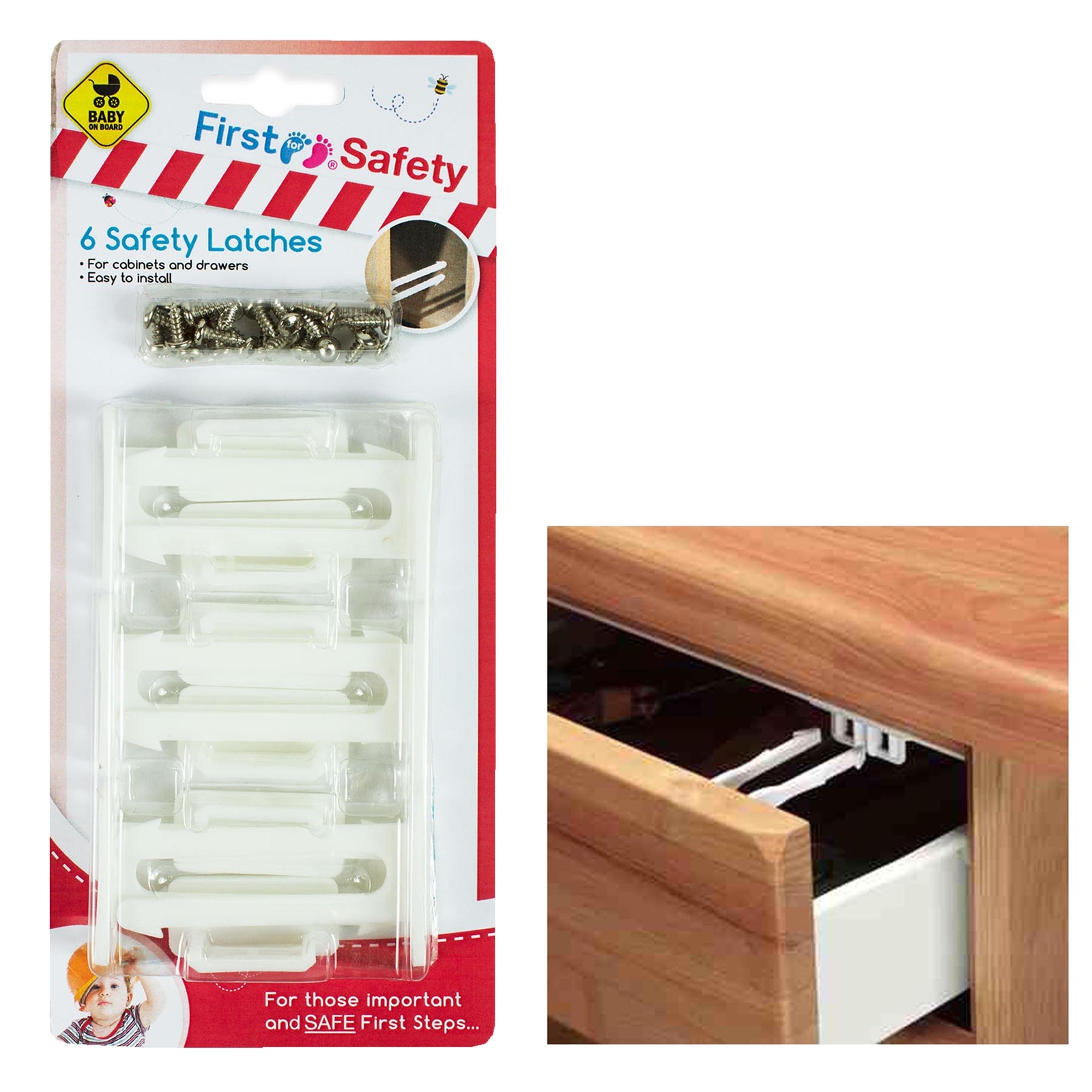 Pack of 6 Cupboard Locks – Home Safety Baby & Child Proofing Pack of 6 Cupboard Locks – Home Safety Baby & Child Proofing