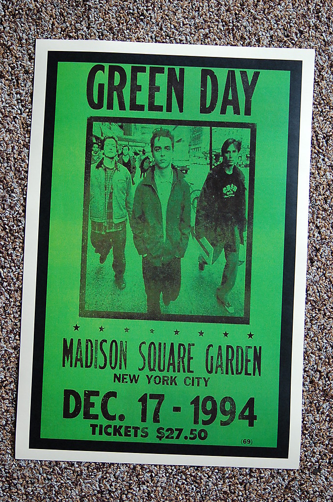 Green Day Concert Tour Poster 1994 Madison Square Gardens Green Day Concert Tour Poster 1994 Madison Square Gardens