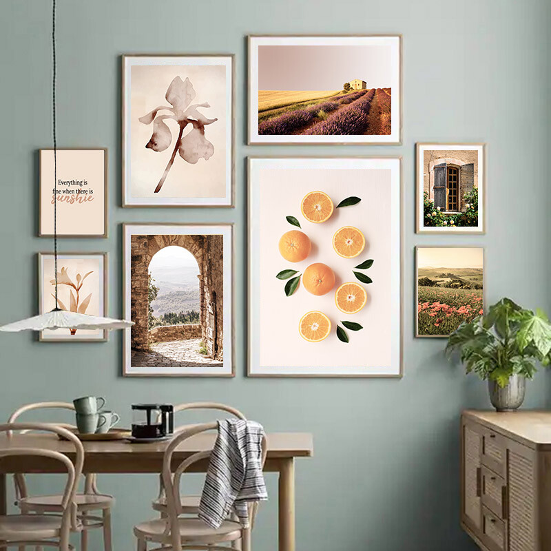 Nordic Field Scenery Canvas Poster Countryside Sunrise Wall Art Print Home Decor