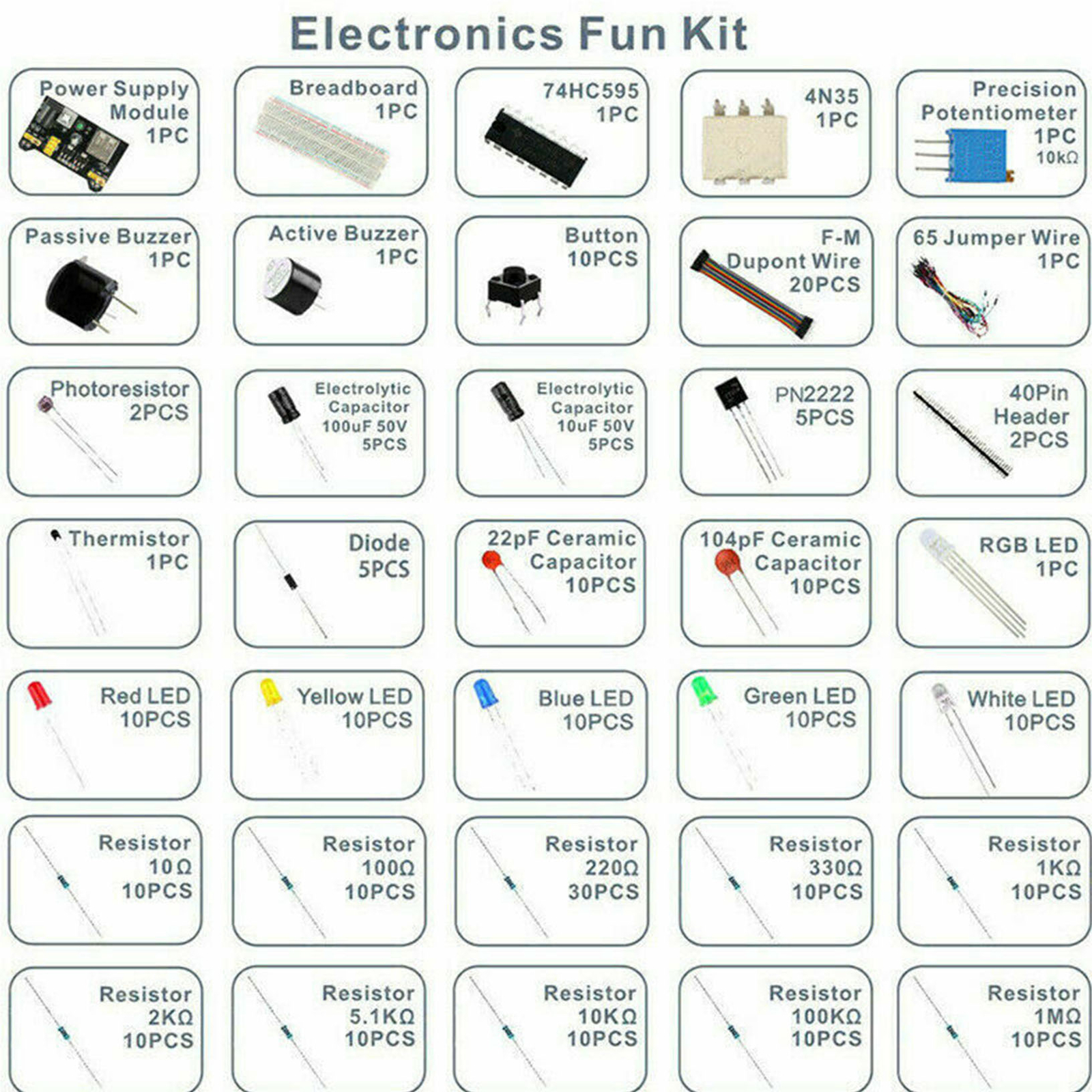 Electronics Fun Kit W 830 Tie Points Breadboard Power Supply Jumper Wires Resist Electronics Fun Kit W 830 Tie Points Breadboard Power Supply Jumper Wires Resist