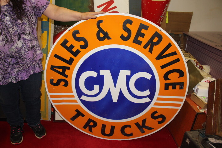 Large GMC Trucks Sales Service Chevrolet Gas Oil 2 Side 42″ Porcelain Metal Sign Large GMC Trucks Sales Service Chevrolet Gas Oil 2 Side 42″ Porcelain Metal Sign