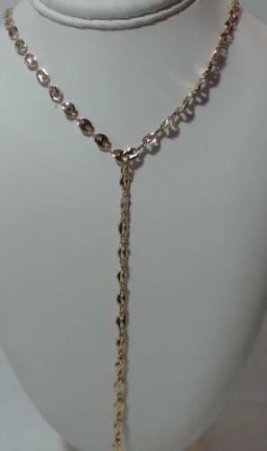 NEW Gold Plated Oval Disk Y Lariat Necklace NEW Gold Plated Oval Disk Y Lariat Necklace