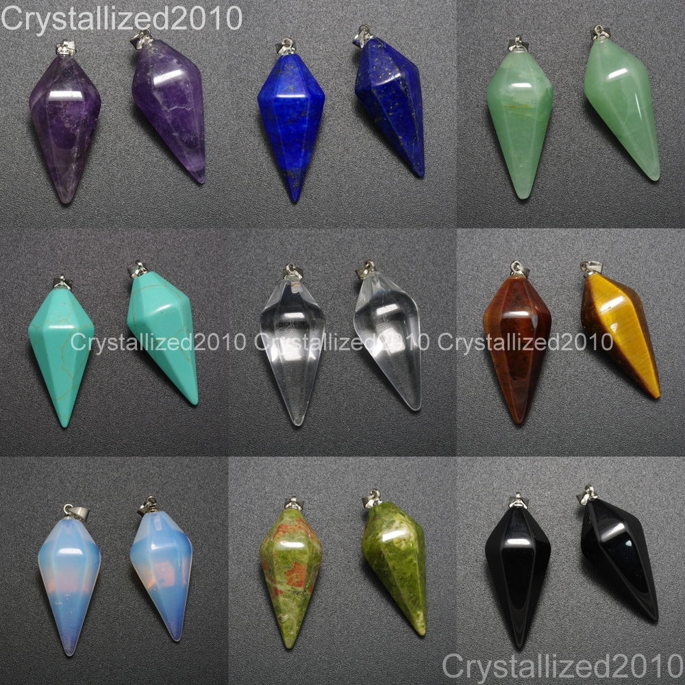 Natural Gemstone Hexagonal Pyramid Pointed Reiki Chakra Healing Pendant Beads Natural Gemstone Hexagonal Pyramid Pointed Reiki Chakra Healing Pendant Beads