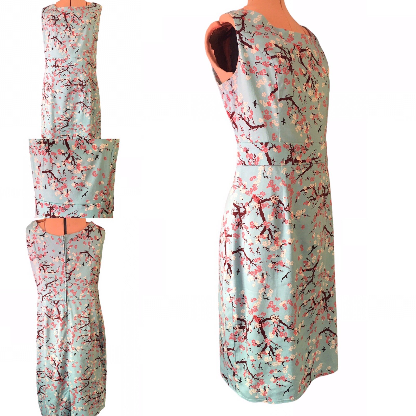 Banned Apparel dress Oriental Cherry Blossom sheath blue pink womens size 2XL Banned Apparel dress Oriental Cherry Blossom sheath blue pink womens size 2XL