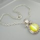 Silver Tone Chain Chunky Drop Pendant Yellow Glass Inset 18″ Necklace #5101 Silver Tone Chain Chunky Drop Pendant Yellow Glass Inset 18″ Necklace #5101