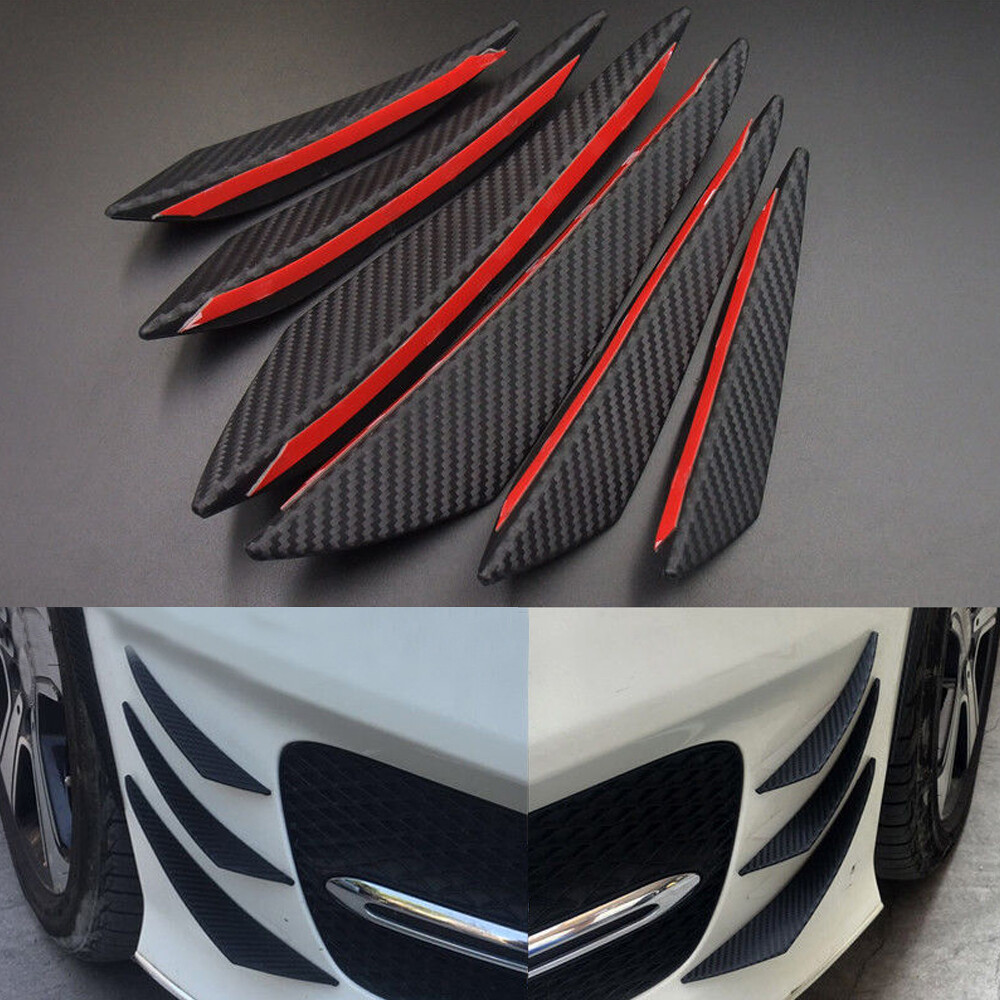 6pcs Car Accessories Carbon Fiber Auto Front Bumper Fins Spoiler Canards Refit 6pcs Car Accessories Carbon Fiber Auto Front Bumper Fins Spoiler Canards Refit