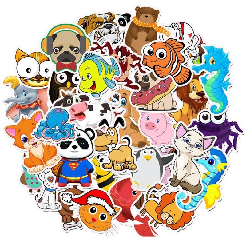 50pcs Cartoon Animal Waterproof Stickers Laptop Skateboard Refrigerator De Y1 50pcs Cartoon Animal Waterproof Stickers Laptop Skateboard Refrigerator De Y1