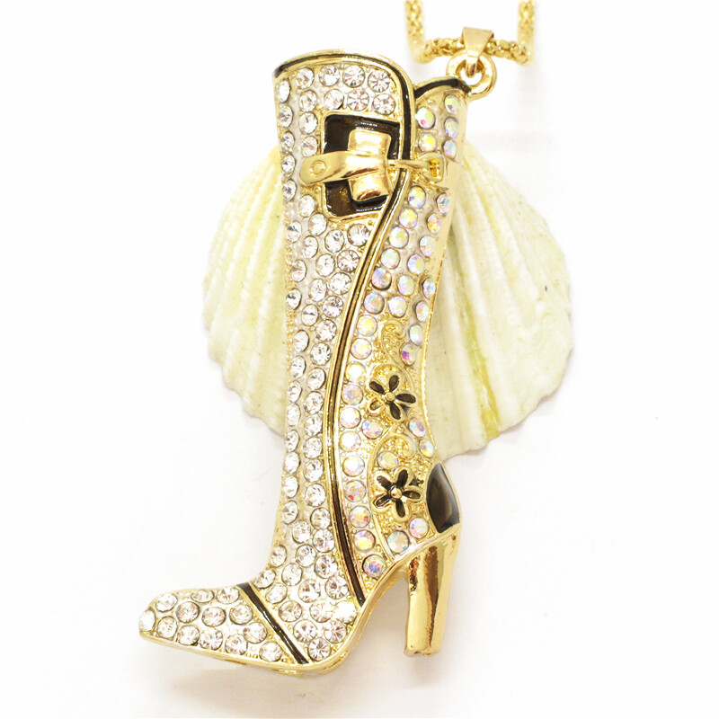 New Cool White Bling Women Boots Crystal Jewelry Fashio Pendant Sweater Necklace New Cool White Bling Women Boots Crystal Jewelry Fashio Pendant Sweater Necklace