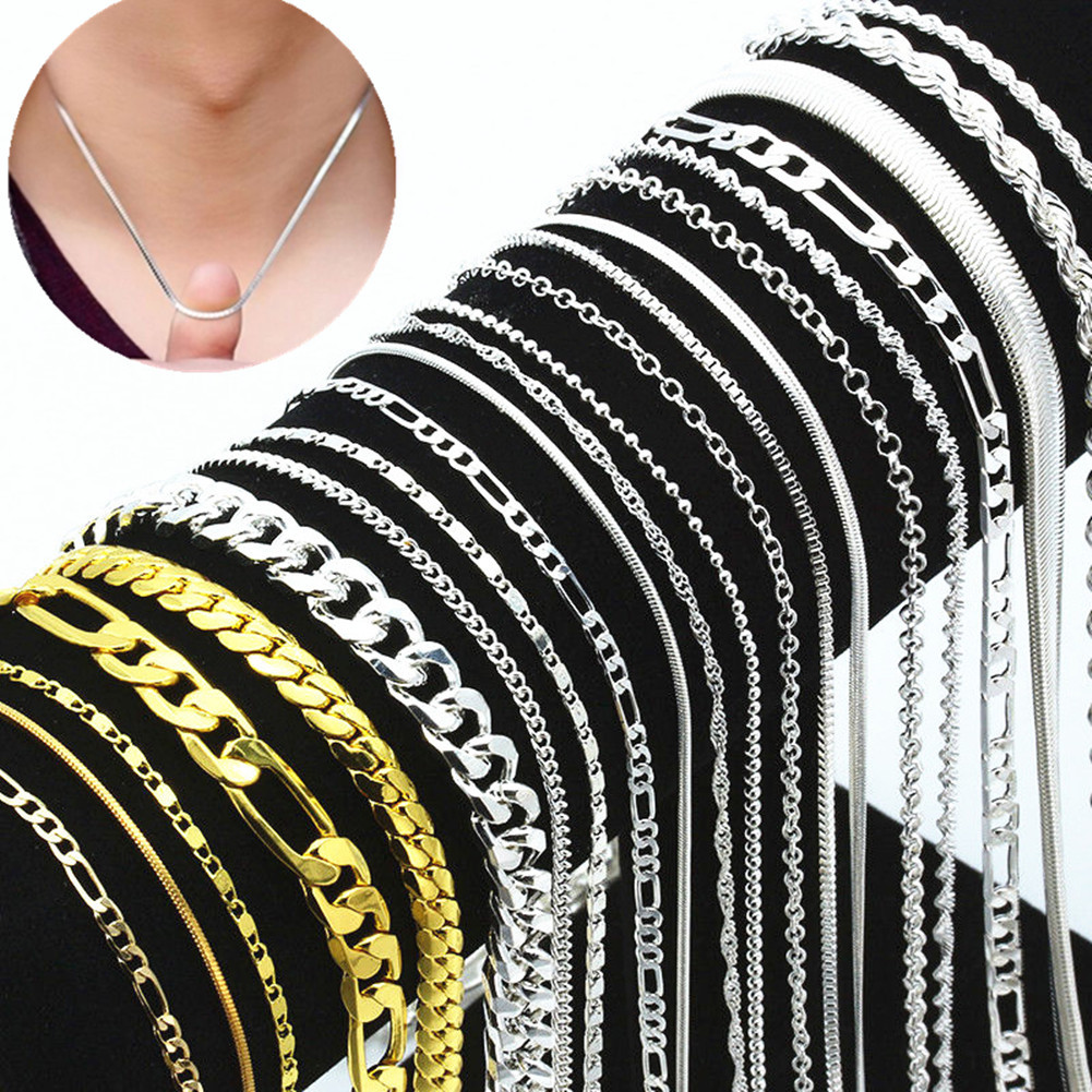 Women 925 Silver Figaro Snake Chain Necklace 16”-30” Lot Jewelry Women 925 Silver Figaro Snake Chain Necklace 16”-30” Lot Jewelry