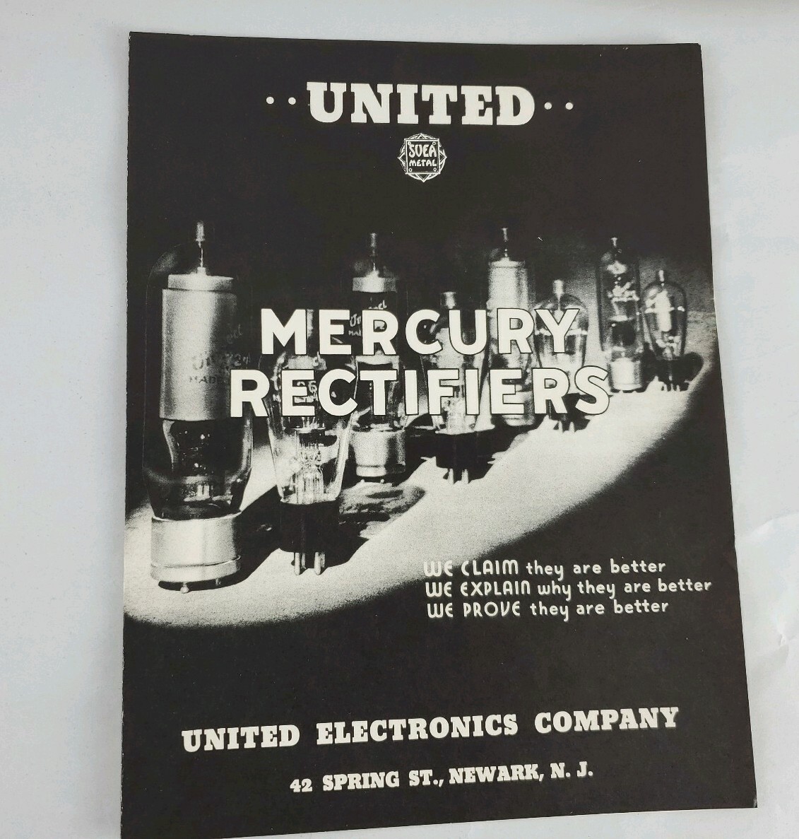 United Electronics Company Mercury Rectifiers 4 page Brochure & letter Original United Electronics Company Mercury Rectifiers 4 page Brochure & letter Original