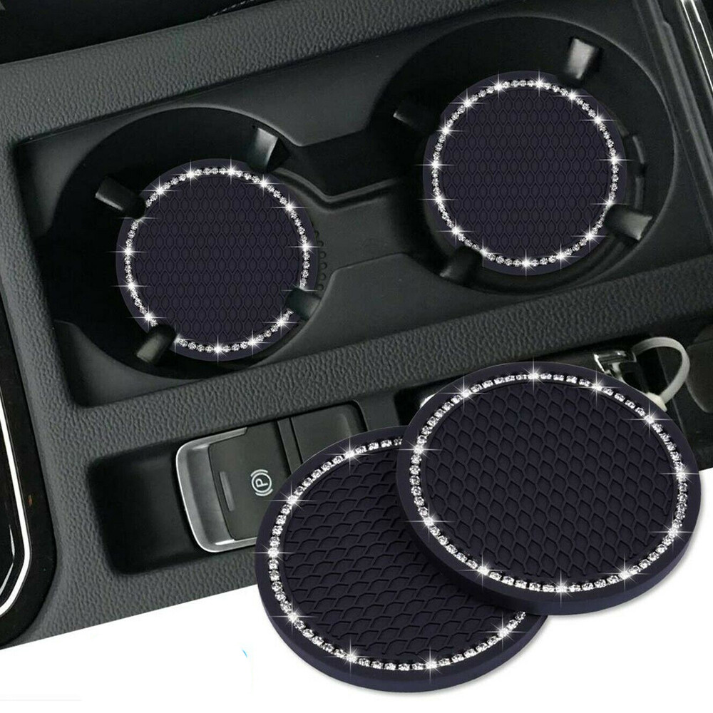 2Pcs Car Auto Bling Rhinestone Cup Holder Anti-Slip Insert Coaster Accessories 2Pcs Car Auto Bling Rhinestone Cup Holder Anti-Slip Insert Coaster Accessories